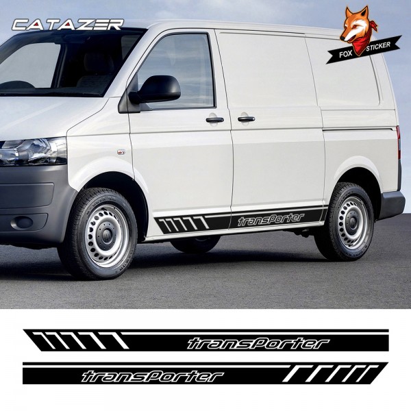 2PCS Car Sport Decal Side Door Skirt Stickers Decal Reflective Auto Decor Accessories For Volkswagen VW TRANSPORTER T4 T5 T6